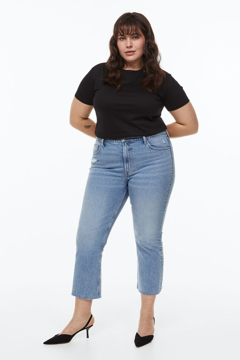 High Rise Relaxed Fit Cropped Flare Jeans