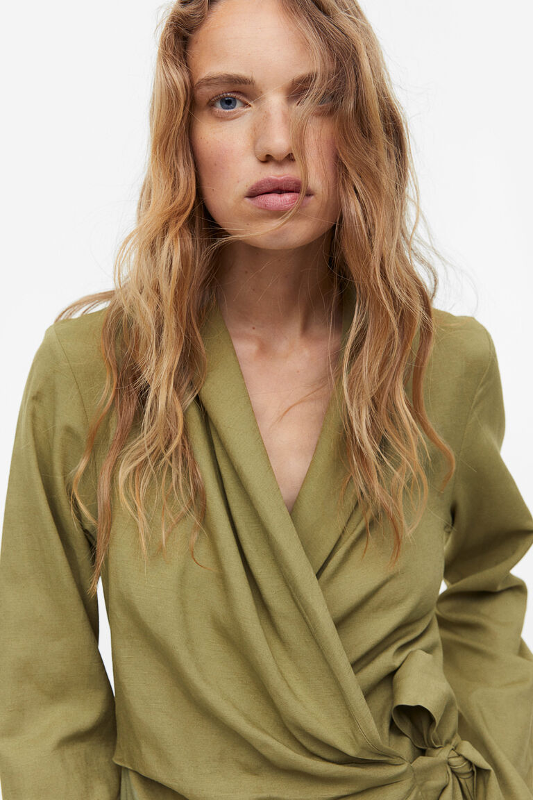 Linenblend wrap dress