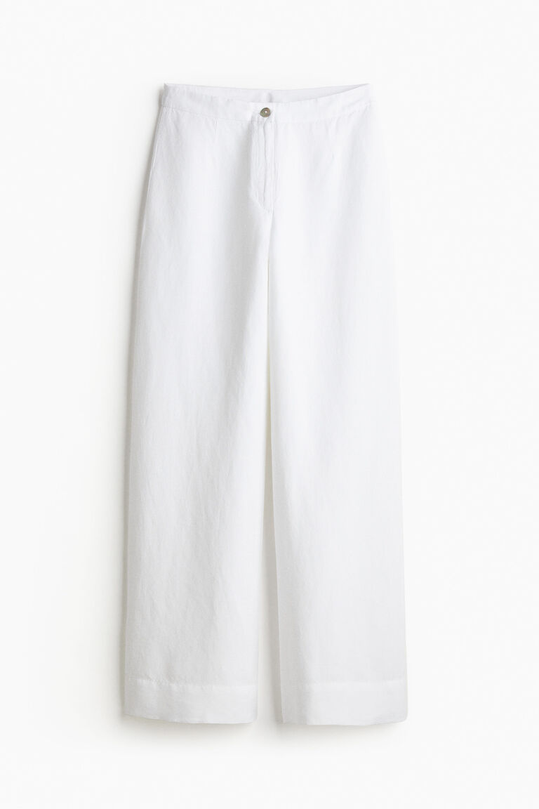 Black Pleated Linen Trousers 17312