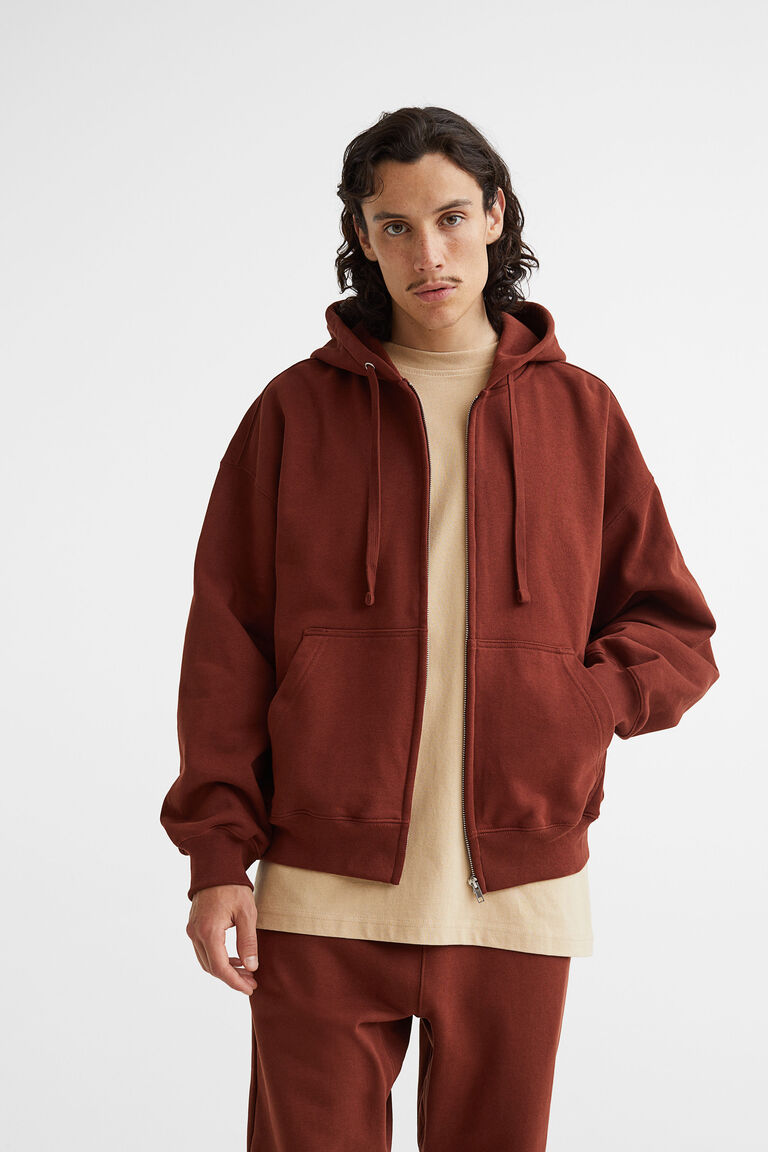 Oversized Fit Cotton zip-through hoodie