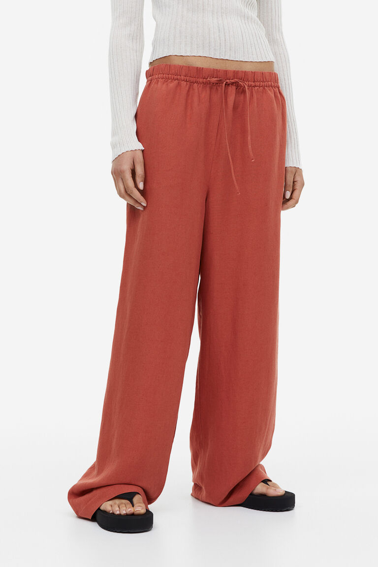 Linen Blend Pull On Pants Eggshell main image 0