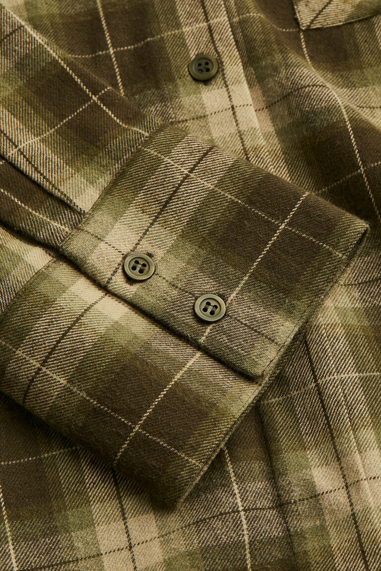 STRIPE FLANNEL BIG SHIRT KHAKI