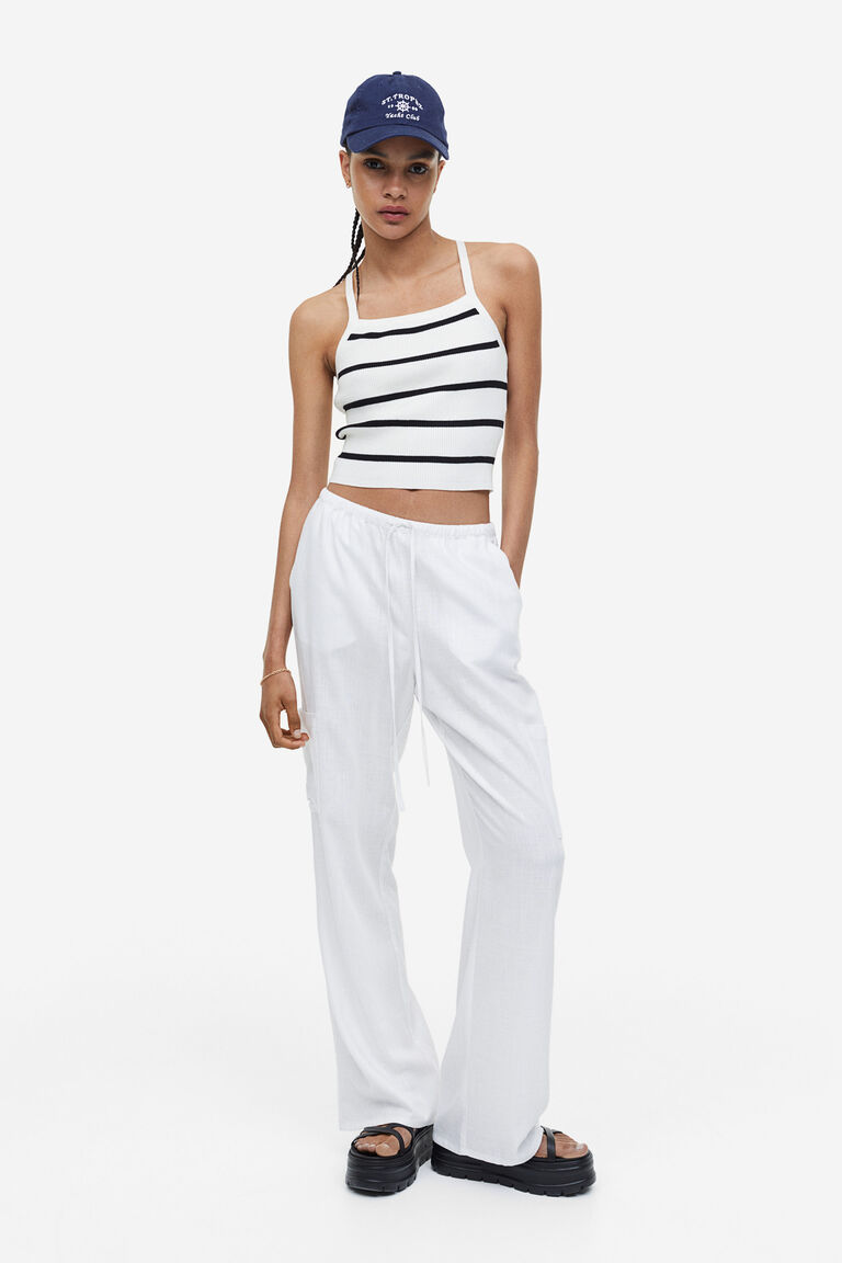 Linen Blend Trousers White