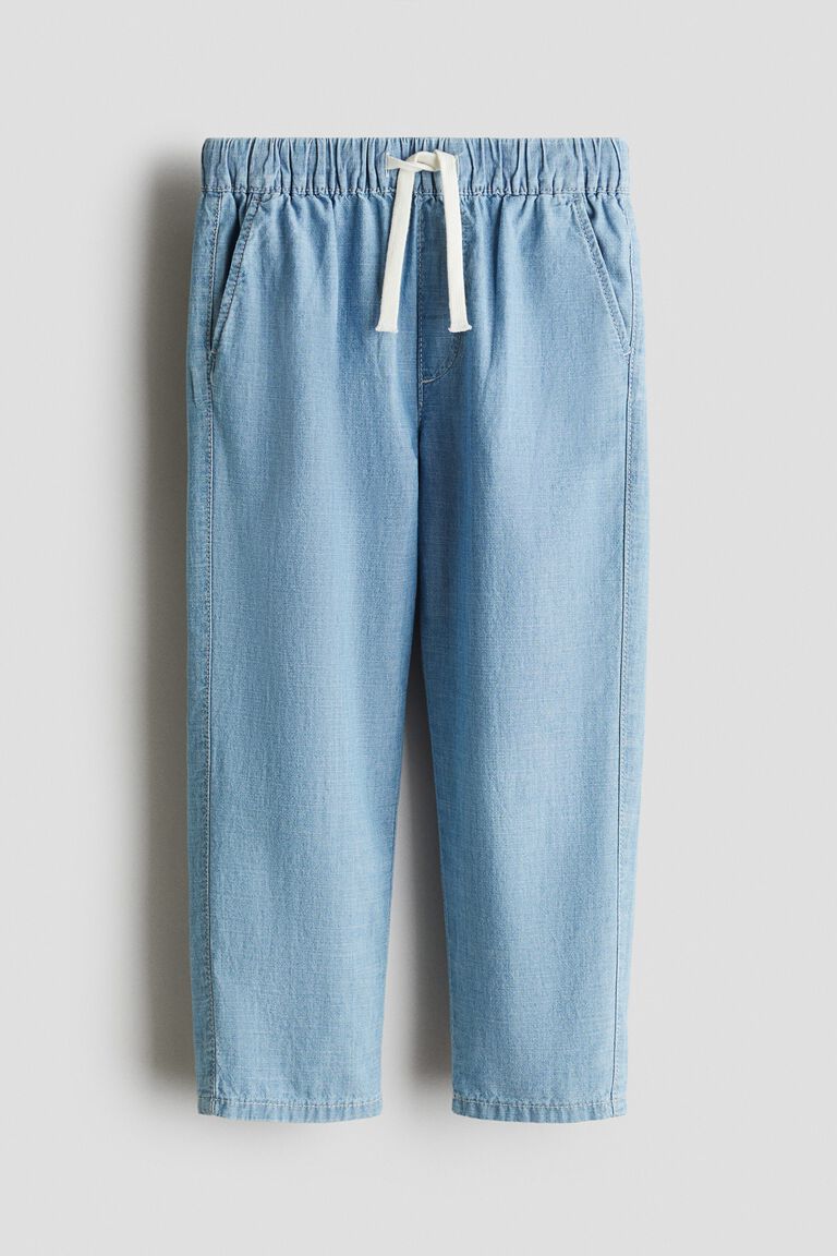 Cotton chambray pull-on trousers