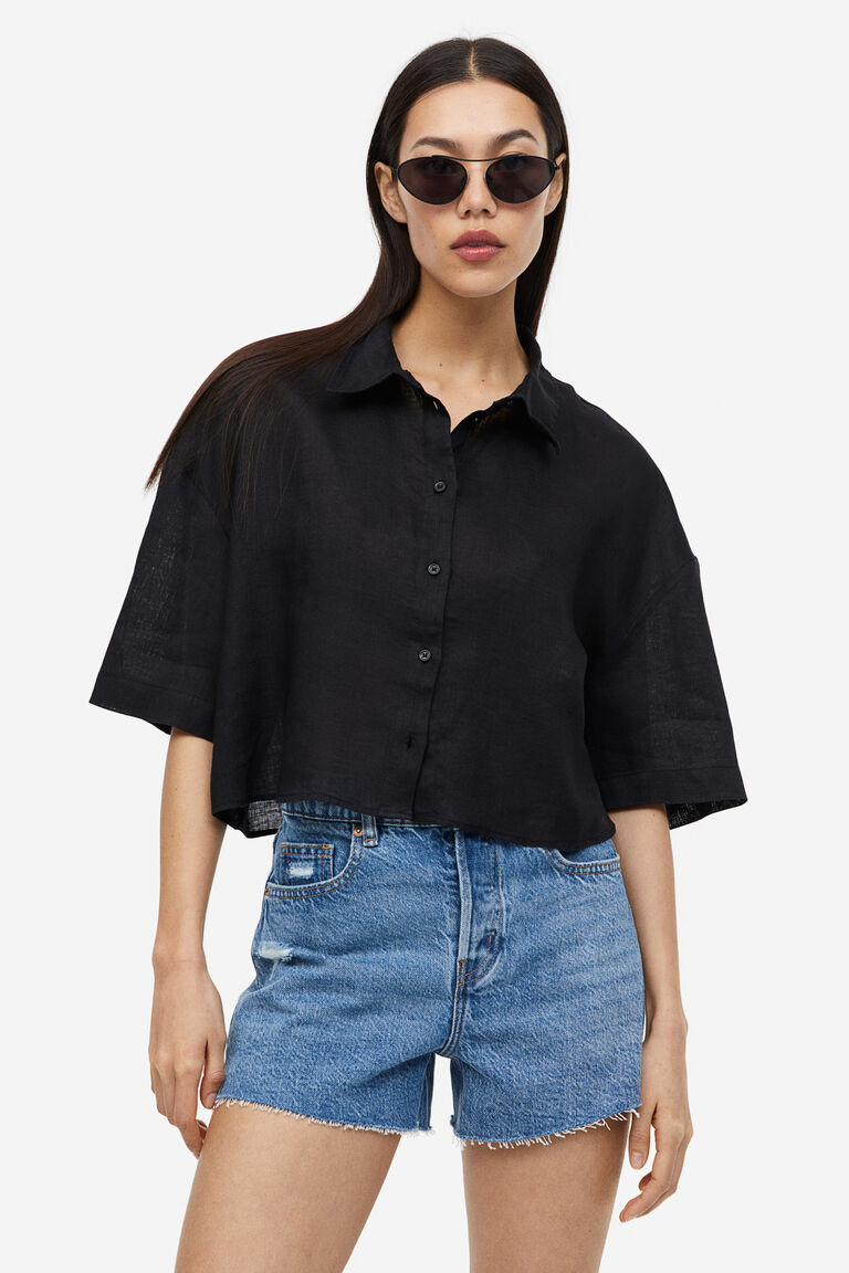 Oversized linen shirt — free download