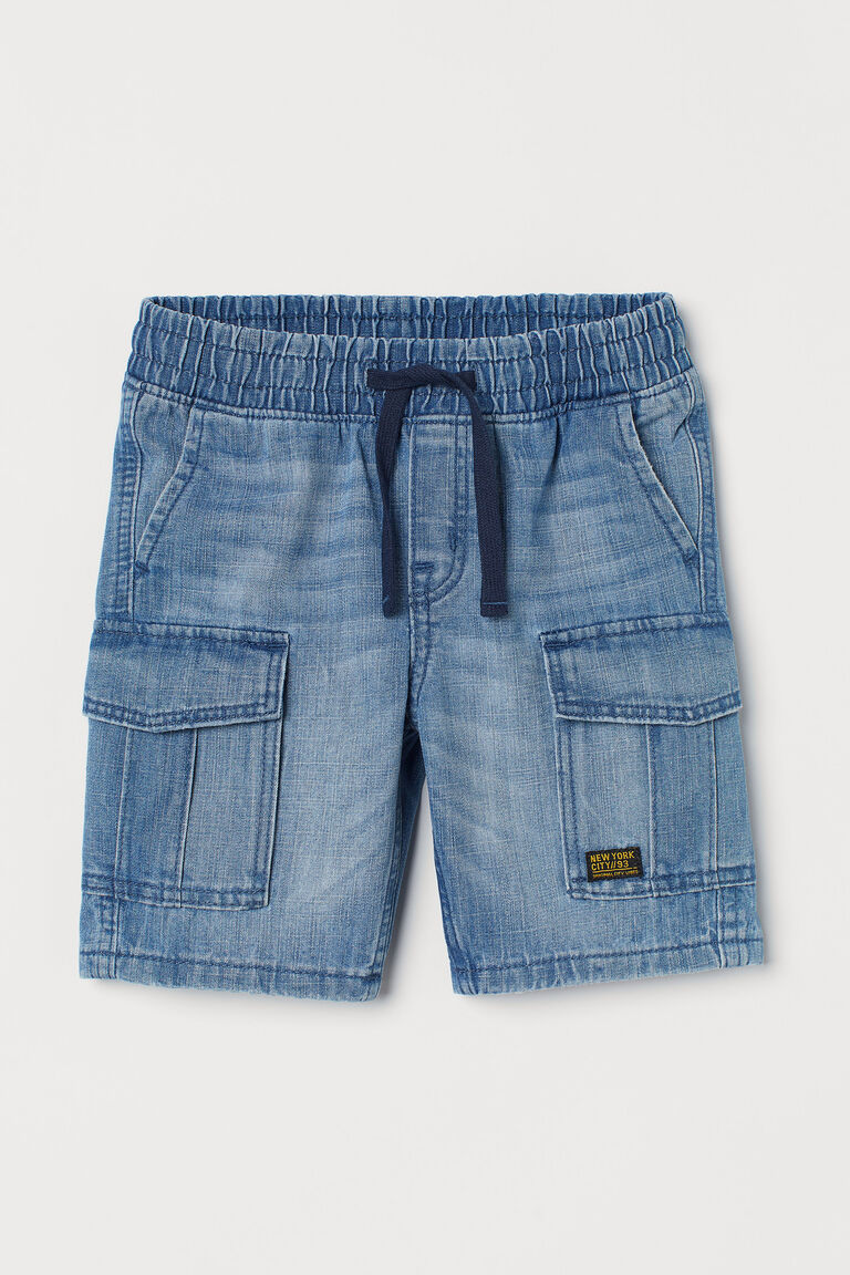Denim cargo shorts