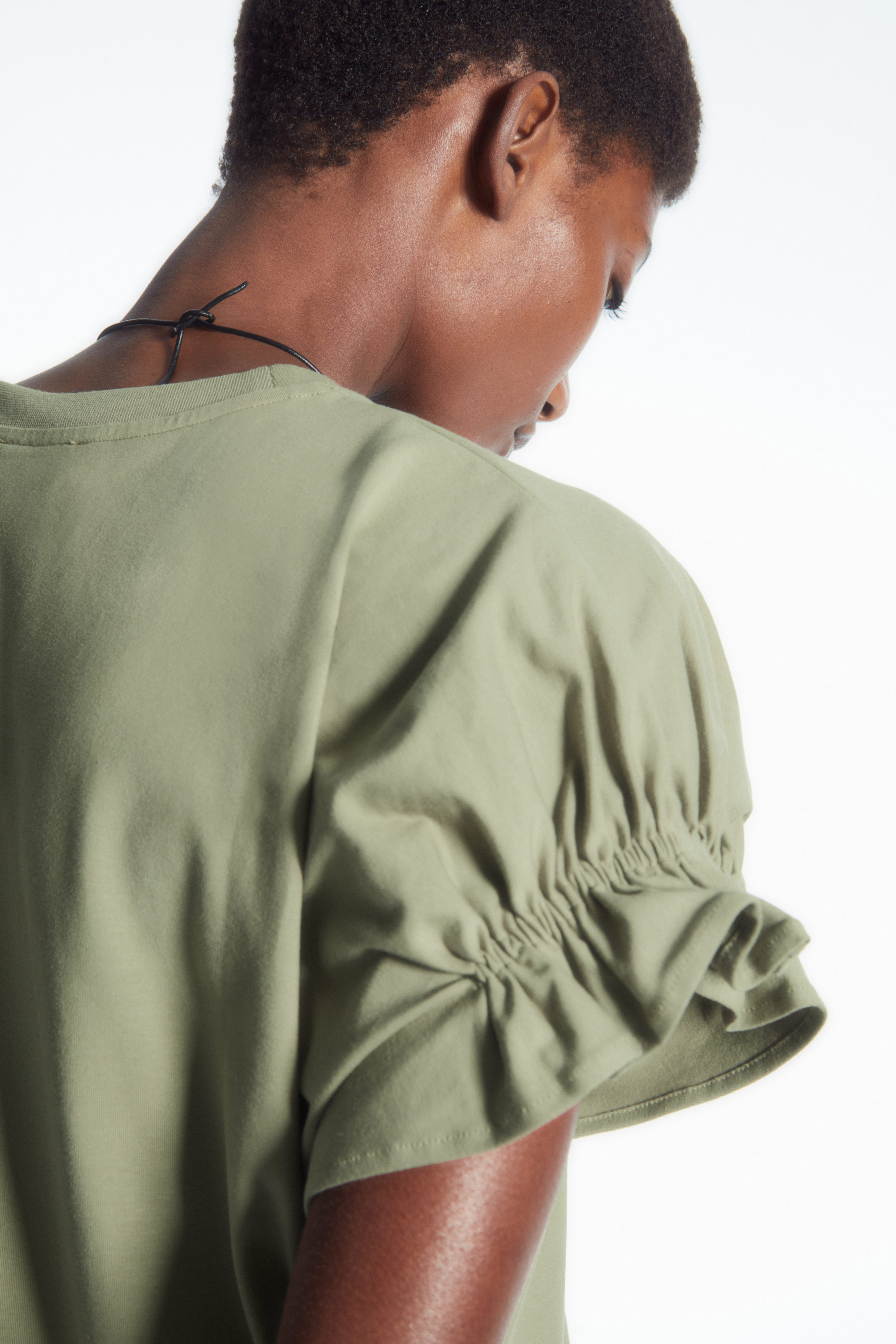 【BAON】Karuko see-through frill layered short sleeve tee Asymmetrical Layered T-shirt, Short Sleeve Cotton and