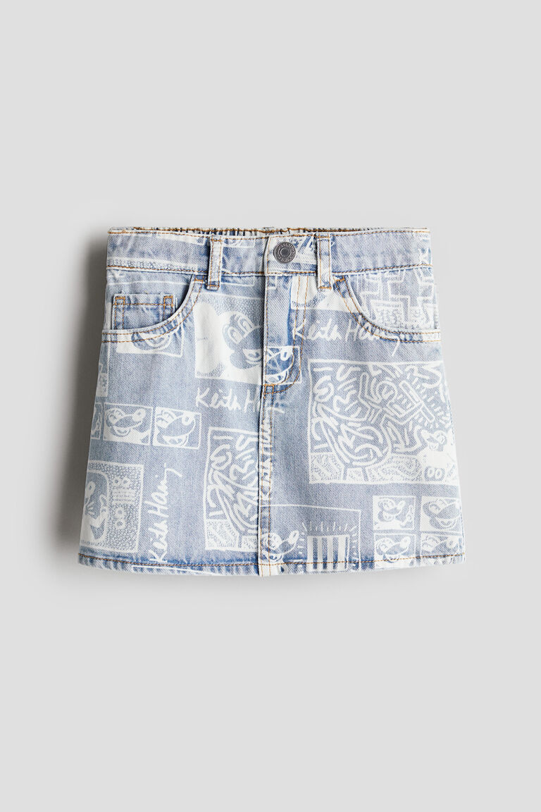 Patterned denim skirt