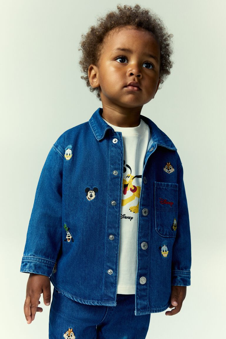 Embroidery-detail denim overshirt