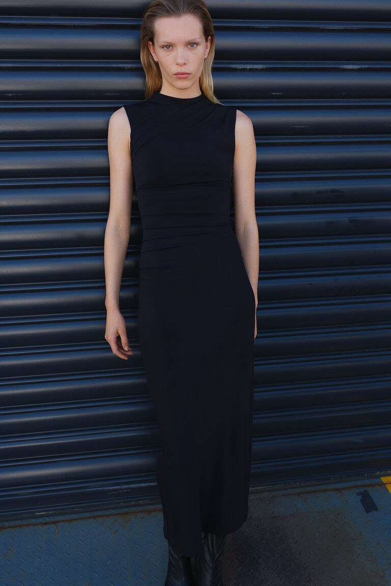 Green Dress H&m Hm Bodycon Draped Bodycon Dress