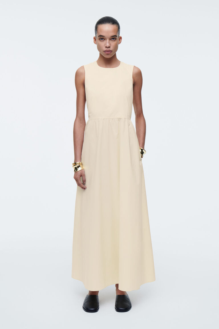OPEN-BACK COTTON MAXI DRESS