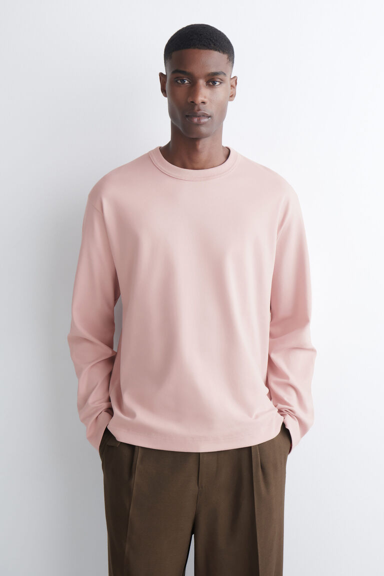 RELAXED JERSEY INTERLOCK LONG-SLEEVED T-SHIRT