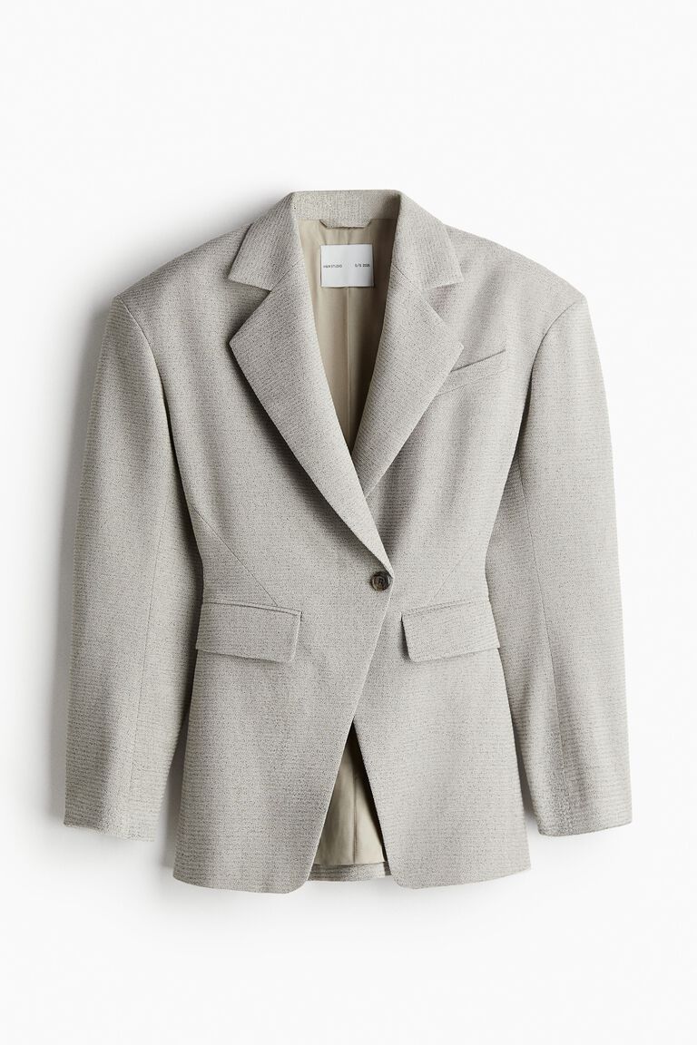 Wool-blend wide-shoulder blazer
