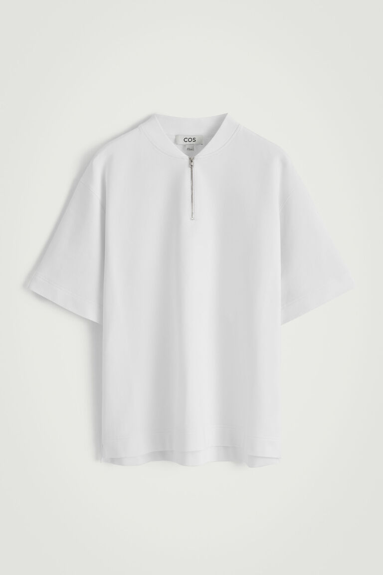 HALF-ZIP COTTON T-SHIRT