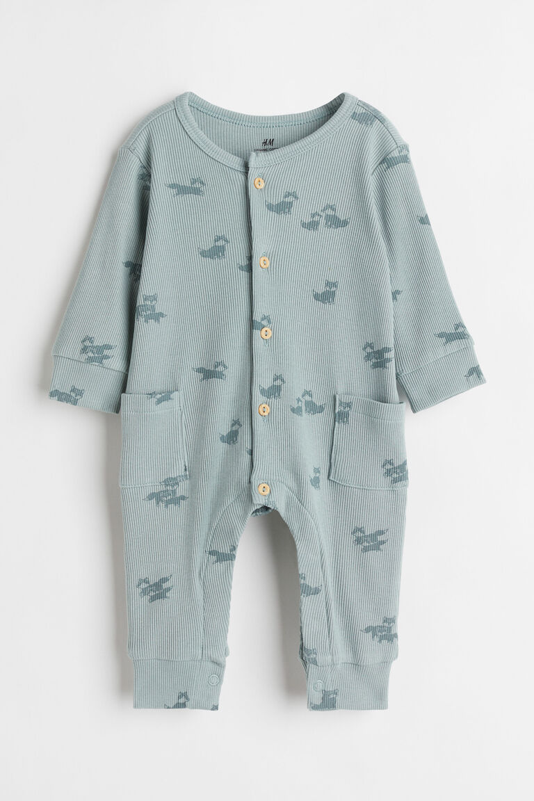 Ribbed cotton romper suit