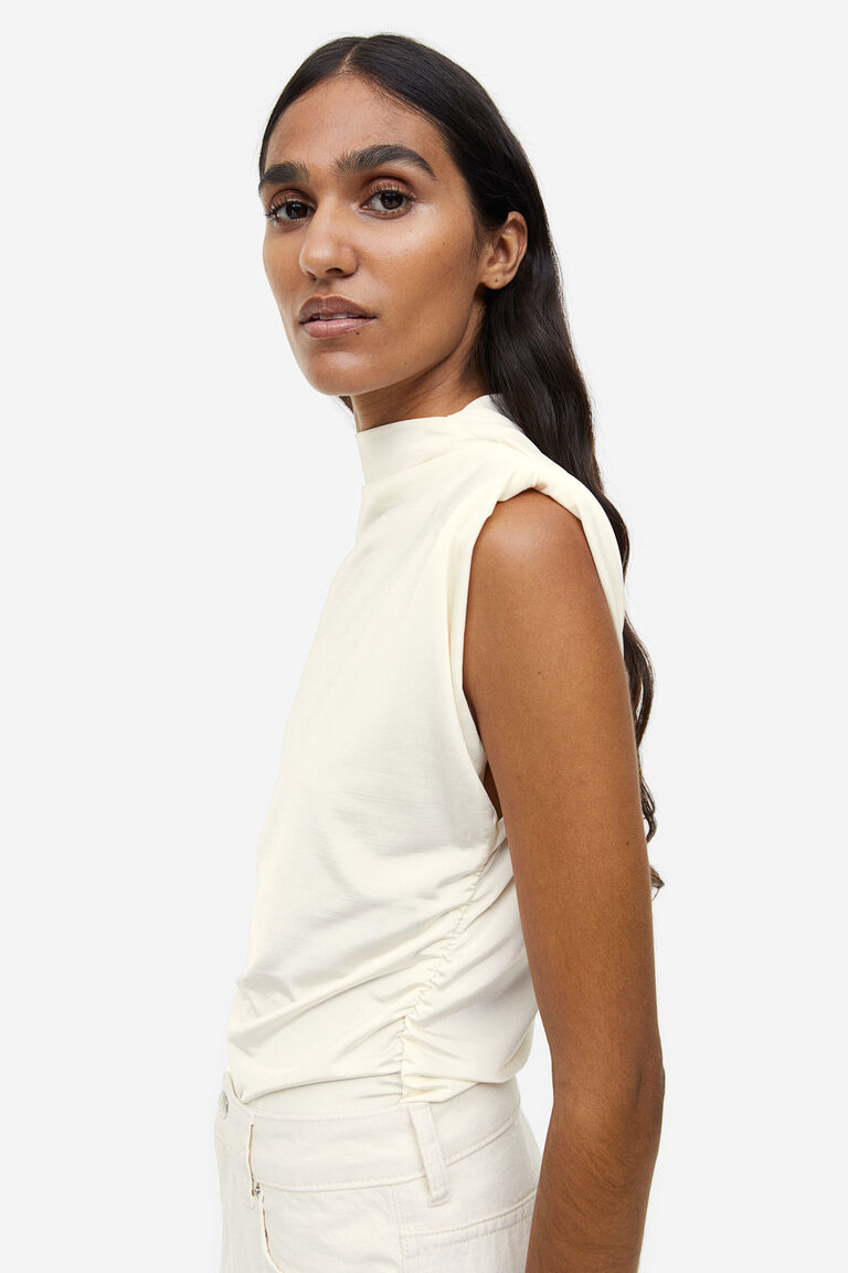 Draped shoulderpad top