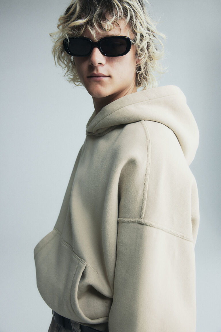 ★人気★【Project G/R】★AED Overfit Hoodi.e★Light Beige★ Oversized Fit Hoodie