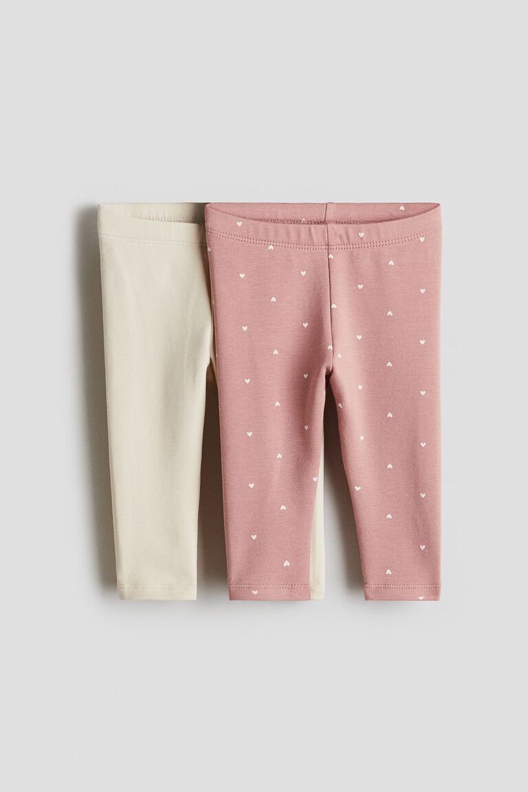2-pack cotton leggings with brushed inside