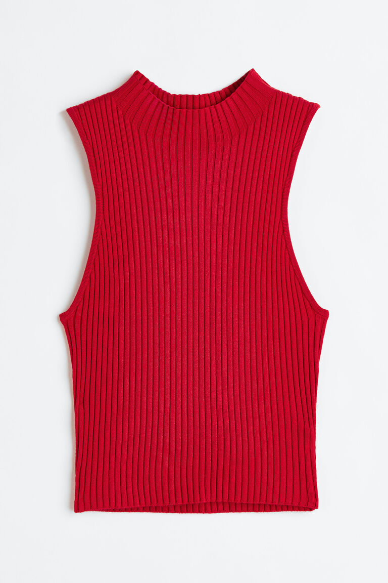 Red Knit Rib Top main image 1