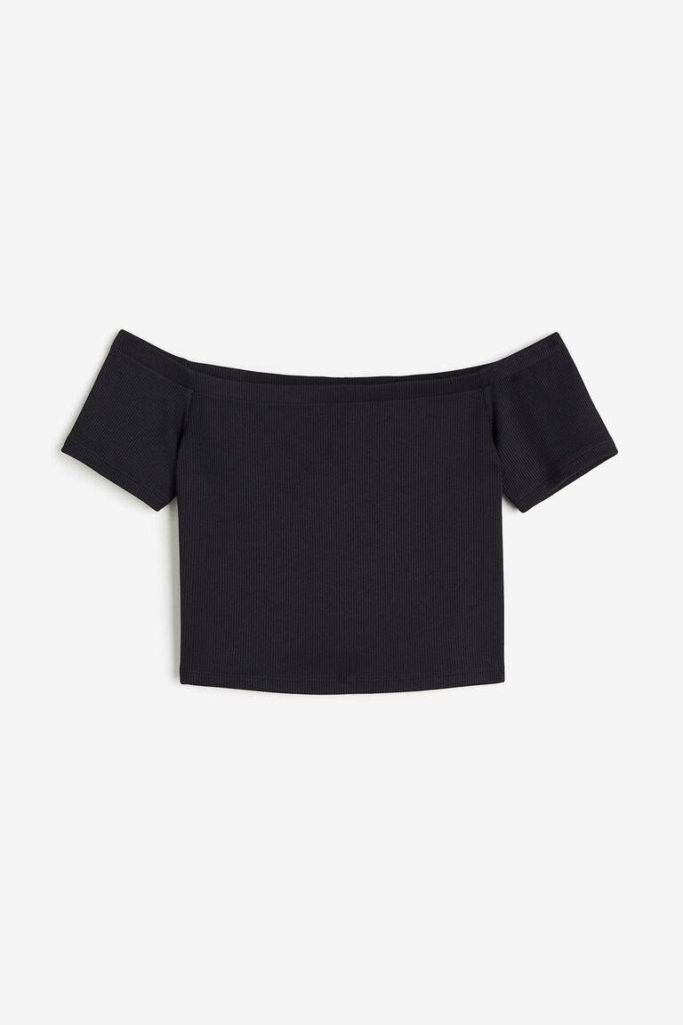Milane Ruched Off Shoulder Ribbed Top