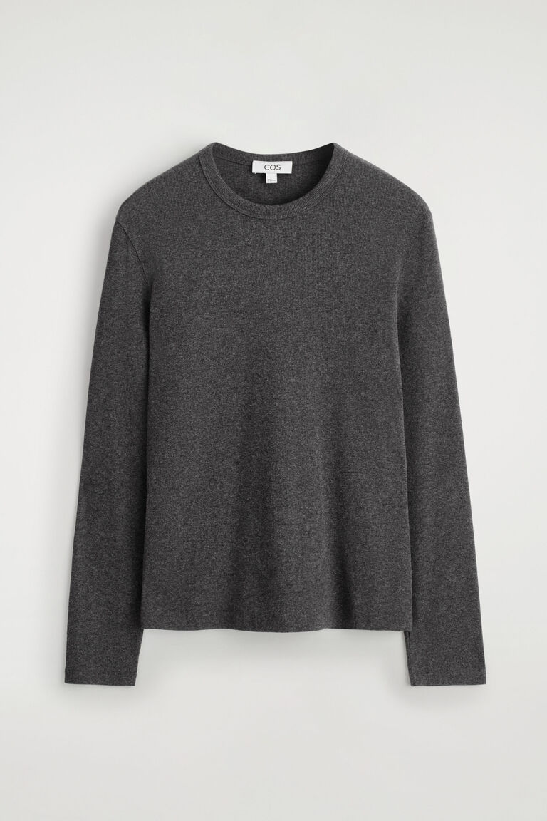 SLIM RIBBED COTTON LONG-SLEEVED T-SHIRT