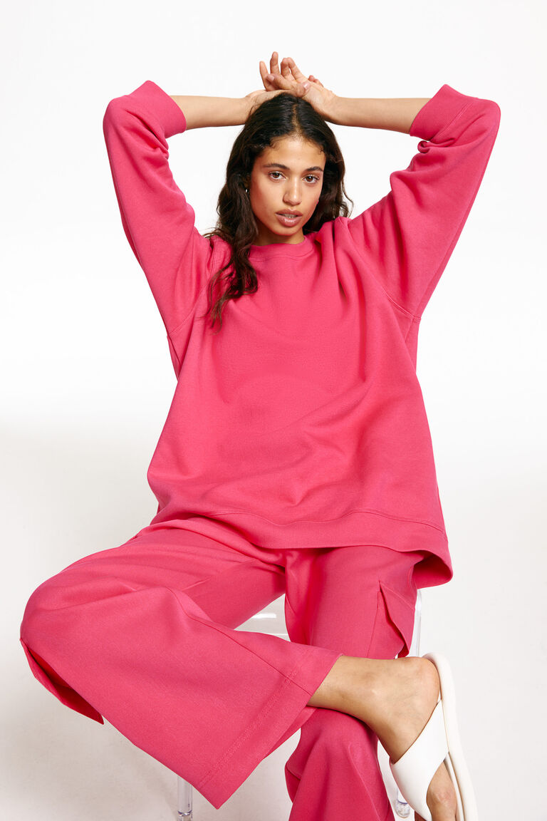 Pink Printed Oversized Sweatshirt
