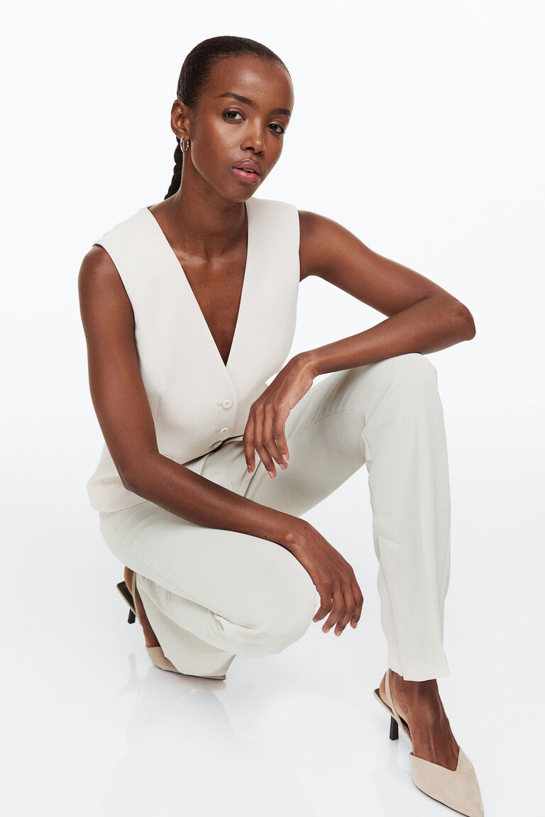 Musubt High Rise Tailored Trousers White