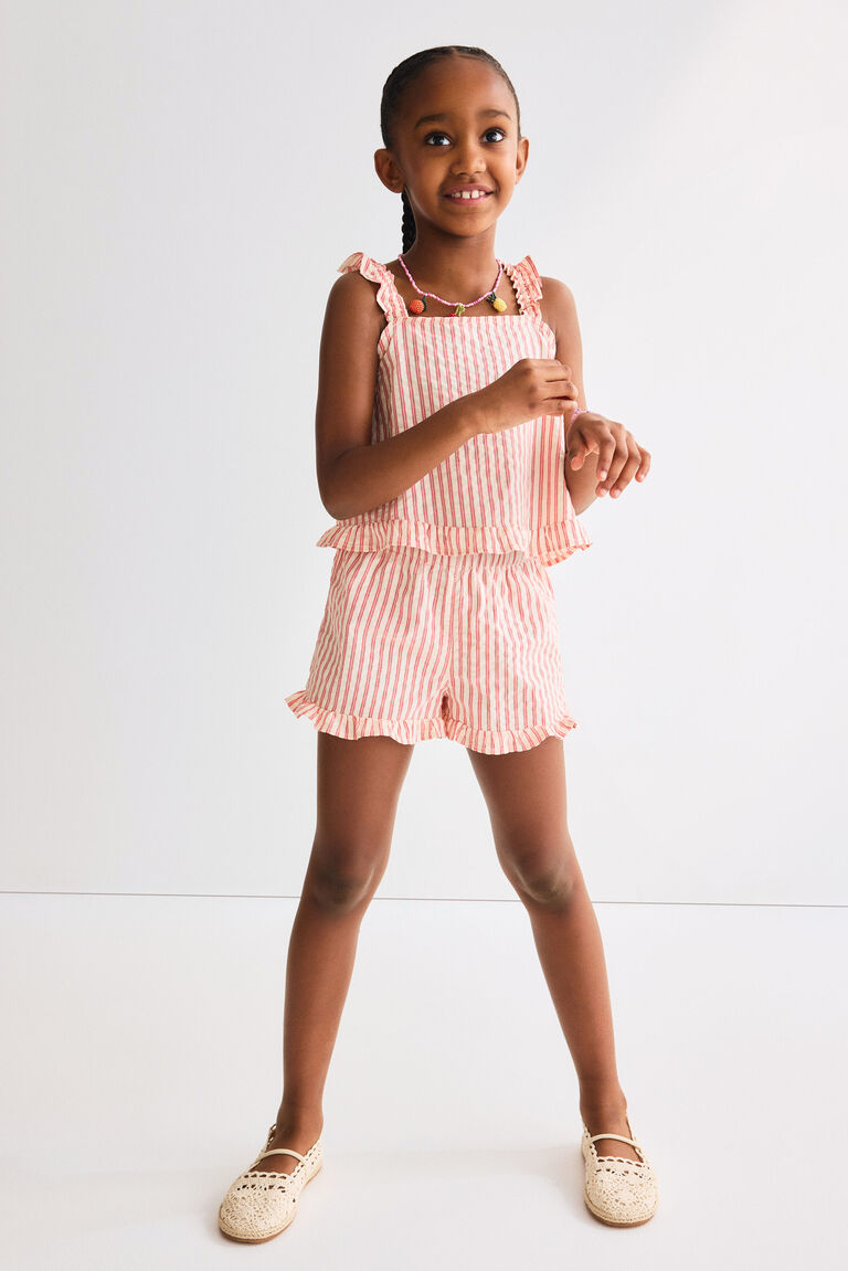 2-piece frill-trimmed cotton set