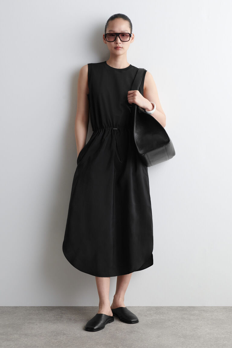 DRAWSTRING CONTRAST-PANEL DRESS