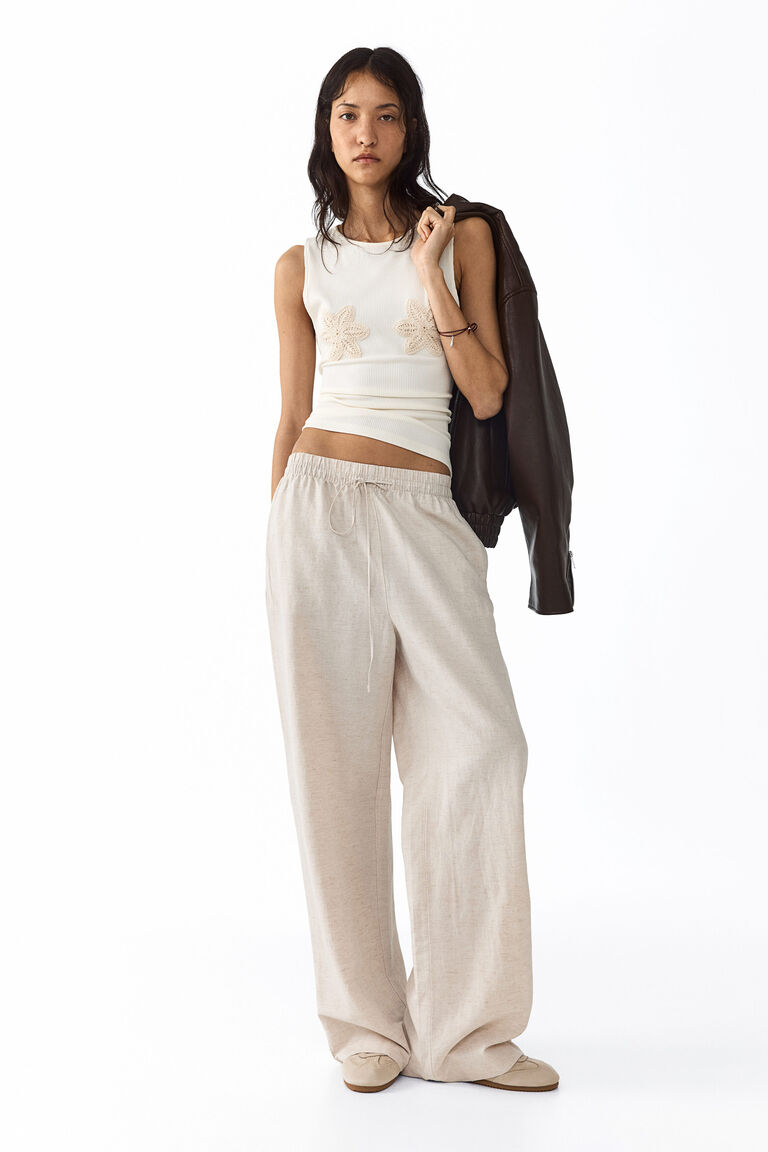 Linen-blend trousers