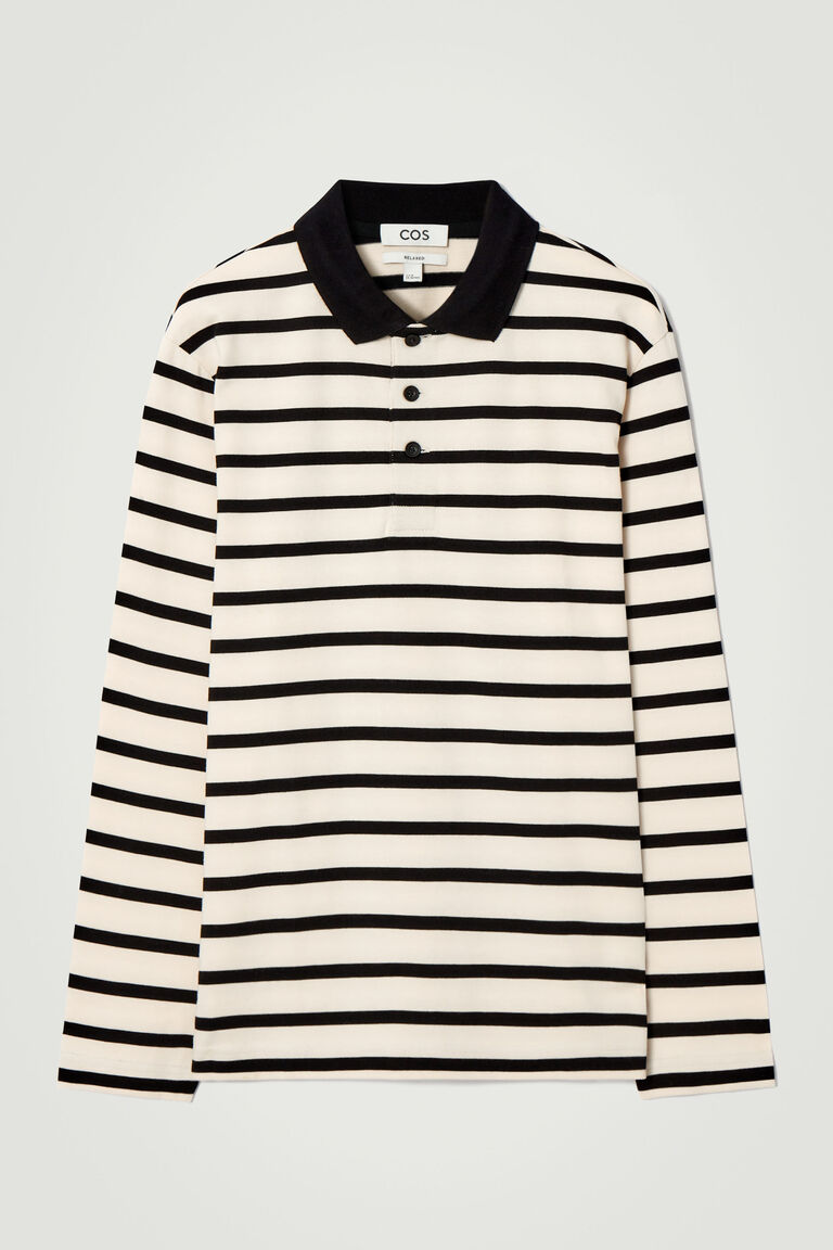 STRIPED LONG-SLEEVED POLO SHIRT