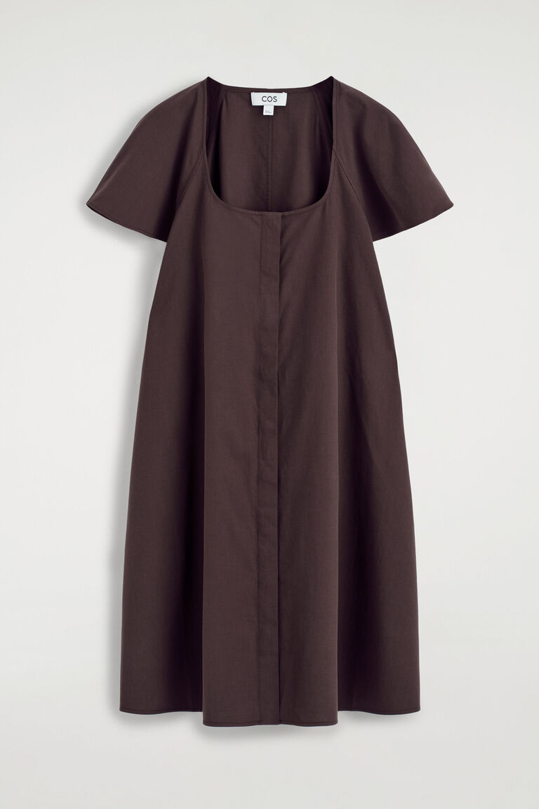 FLUTED-SLEEVE COTTON MINI DRESS