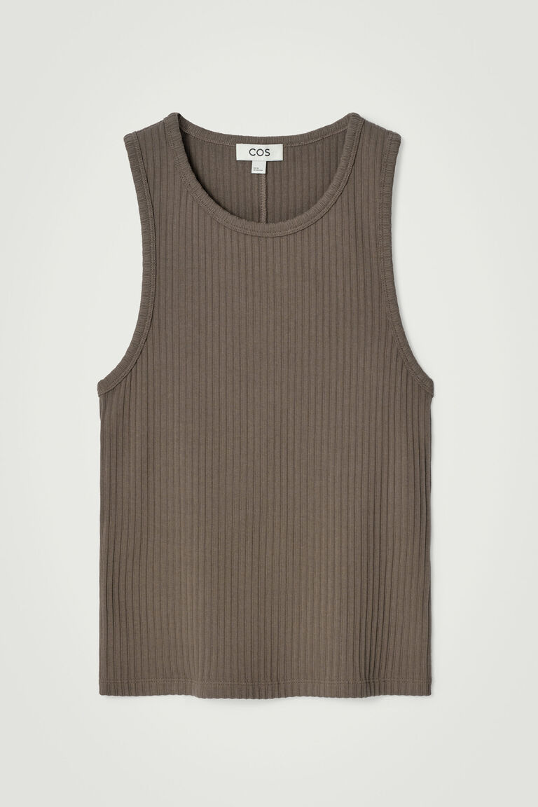 SLIM RIBBED-KNIT COTTON TANK TOP