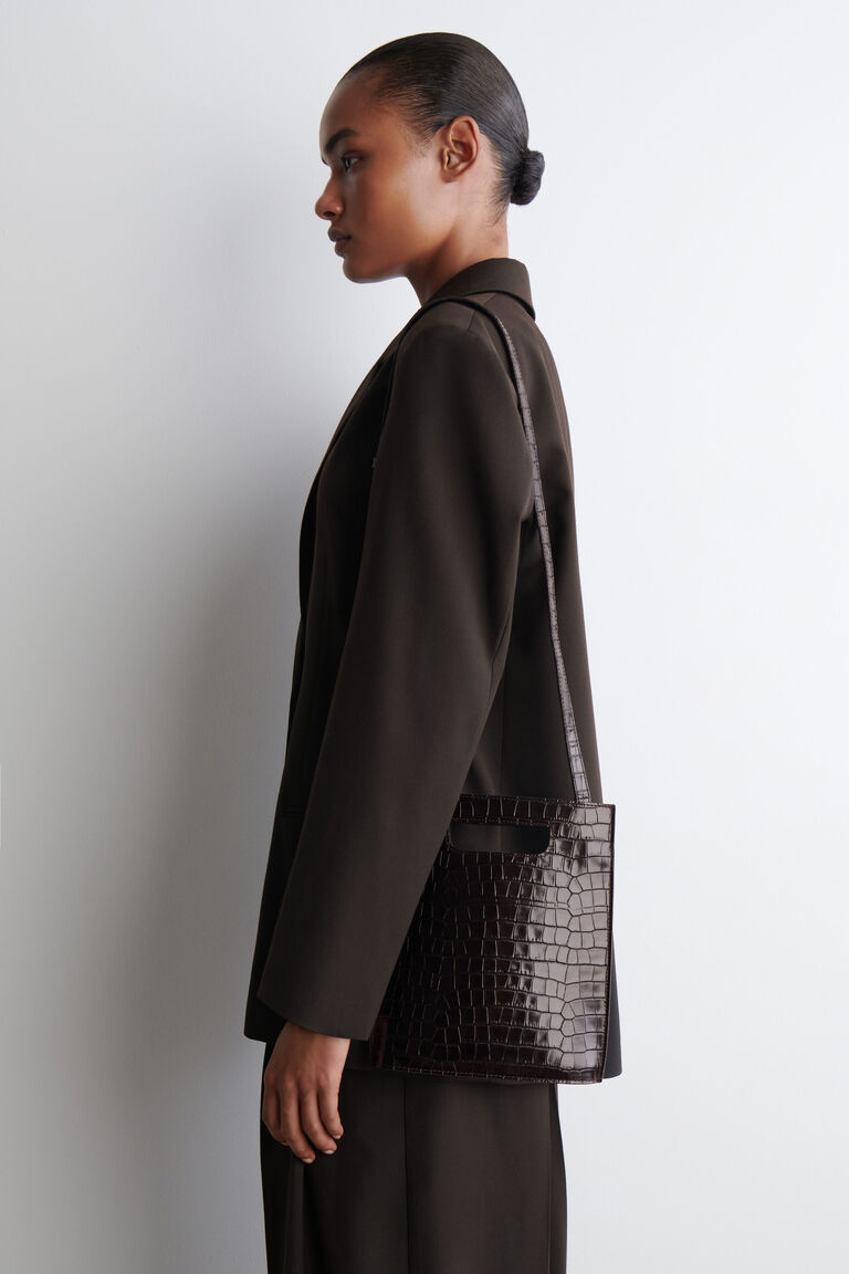 FOLIO MINI BAG - CROC-EMBOSSED LEATHER