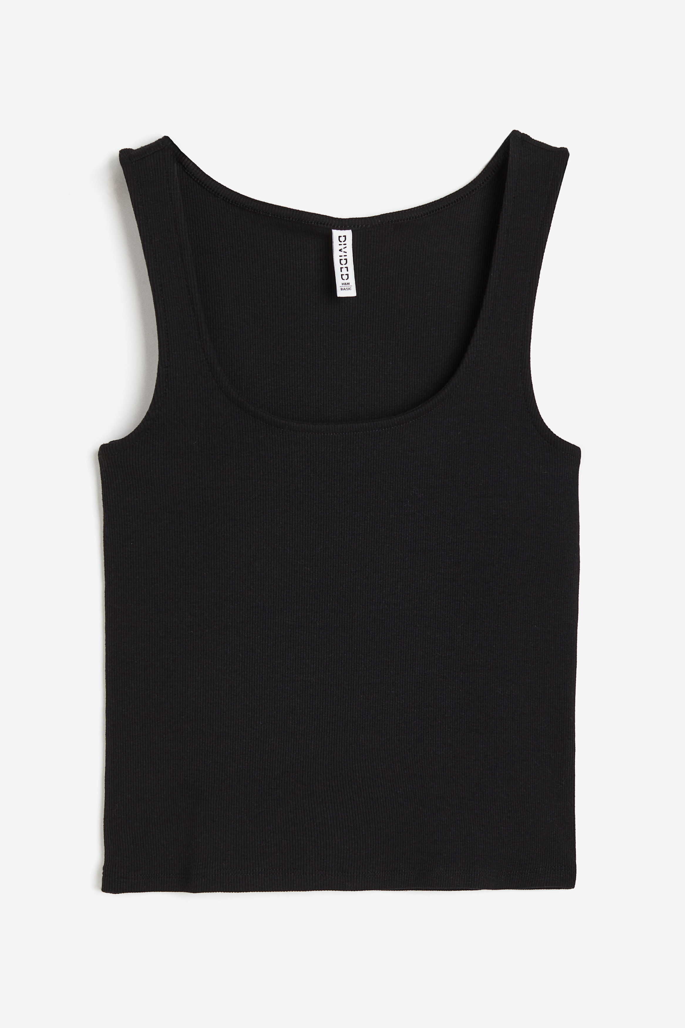Black Ribbed Vest Top