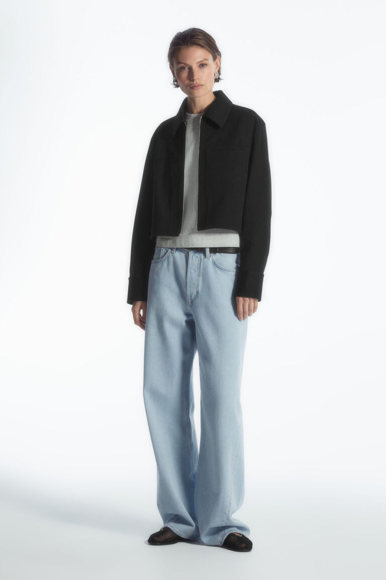 CROPPED TWILL ZIP-UP JACKET