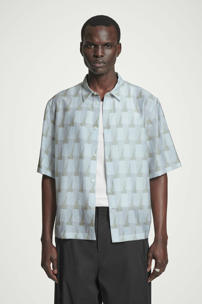 【CPGN STUDIO】NICE WEATHER Embroidery Short Sleeve GEOMETRIC-PRINT SHORT-SLEEVED SHIRT