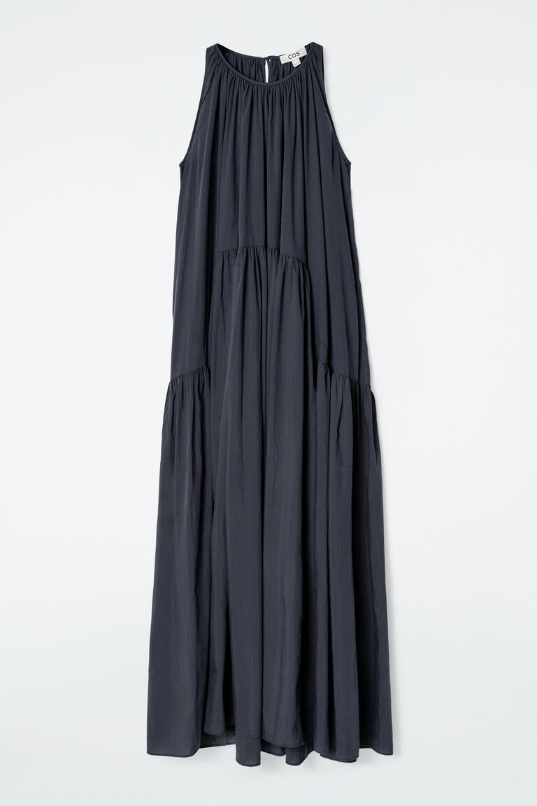 GATHERED HALTERNECK MAXI DRESS