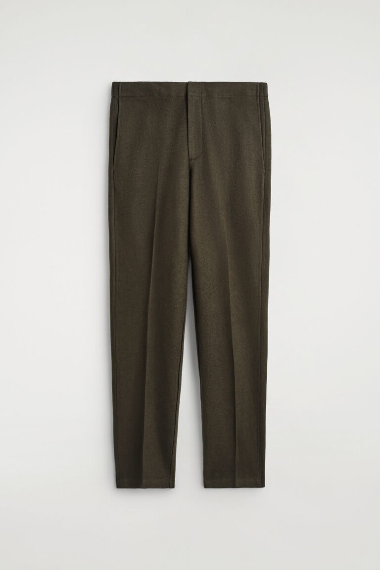 ELASTICATED BOILED-WOOL TROUSERS