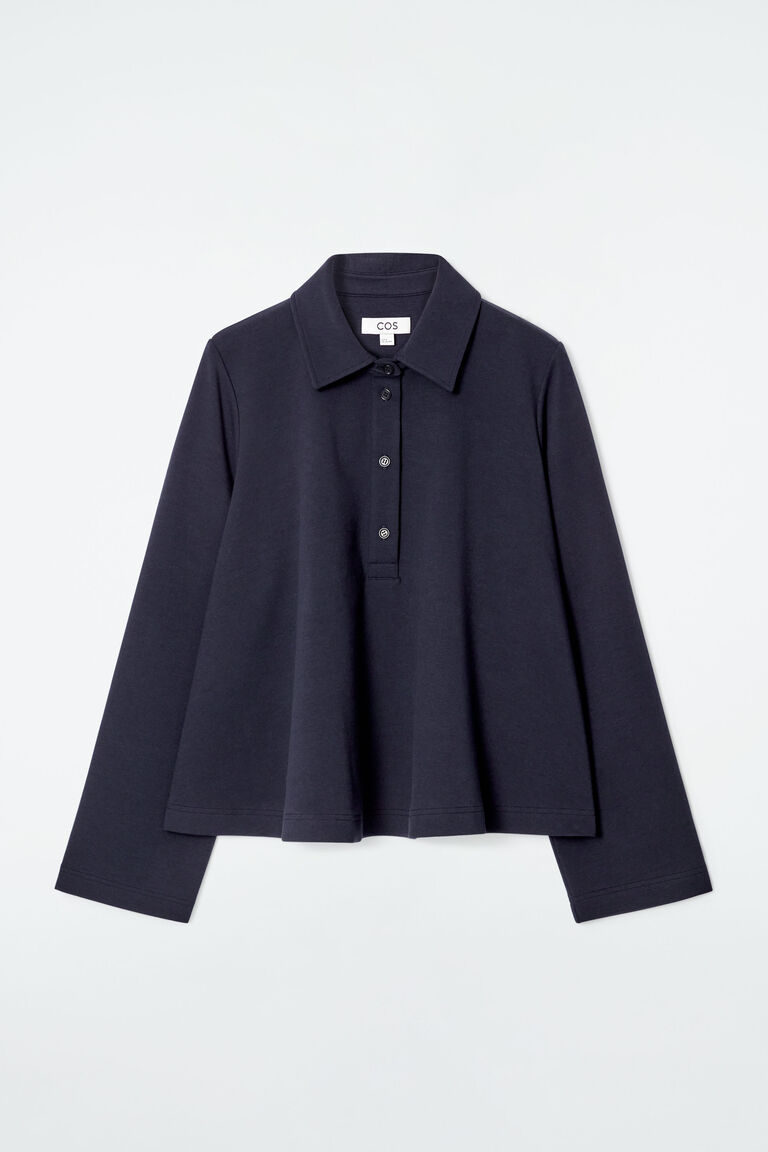 FLARED COTTON-JERSEY POLO SHIRT