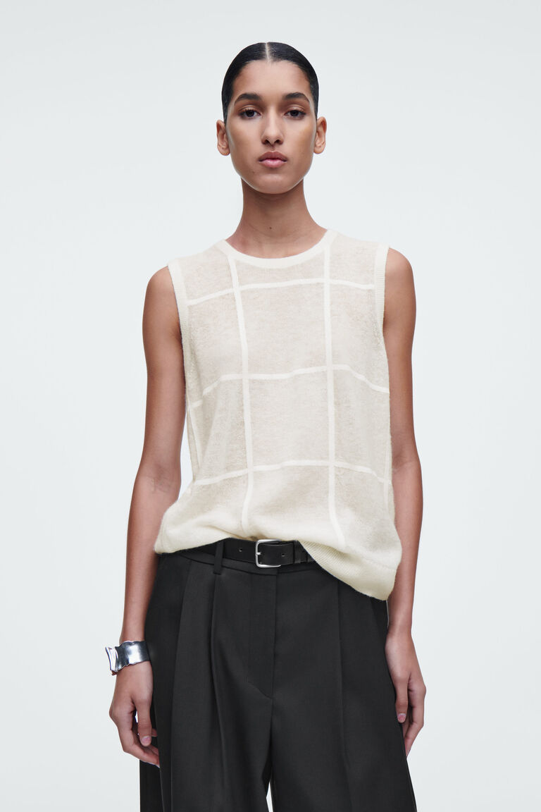 WINDOWPANE-CHECK VEST