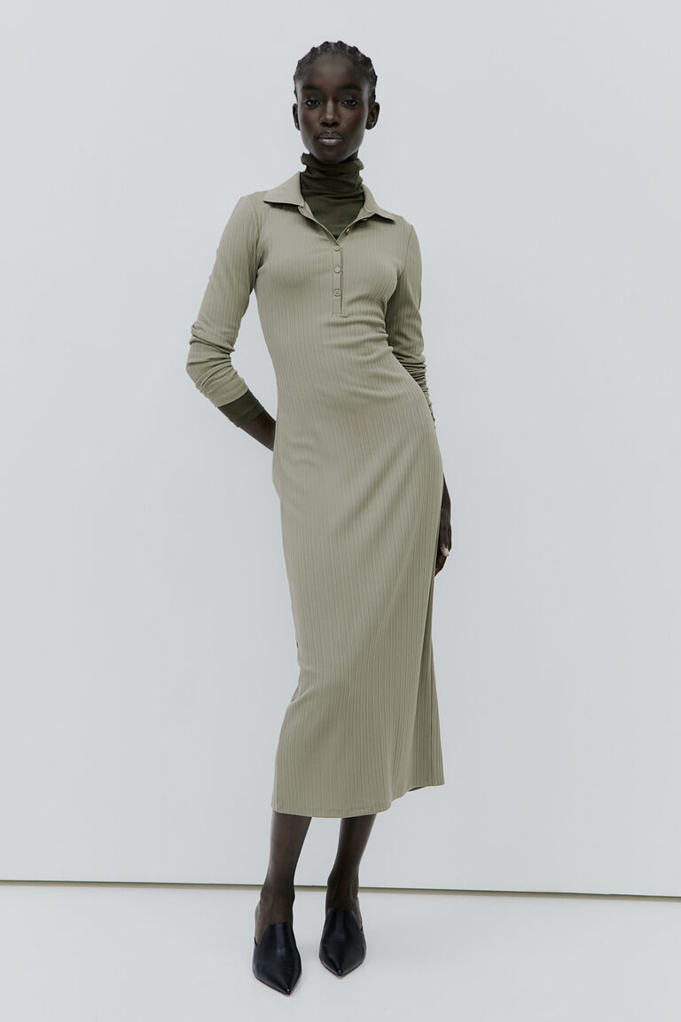 Collared jersey dress