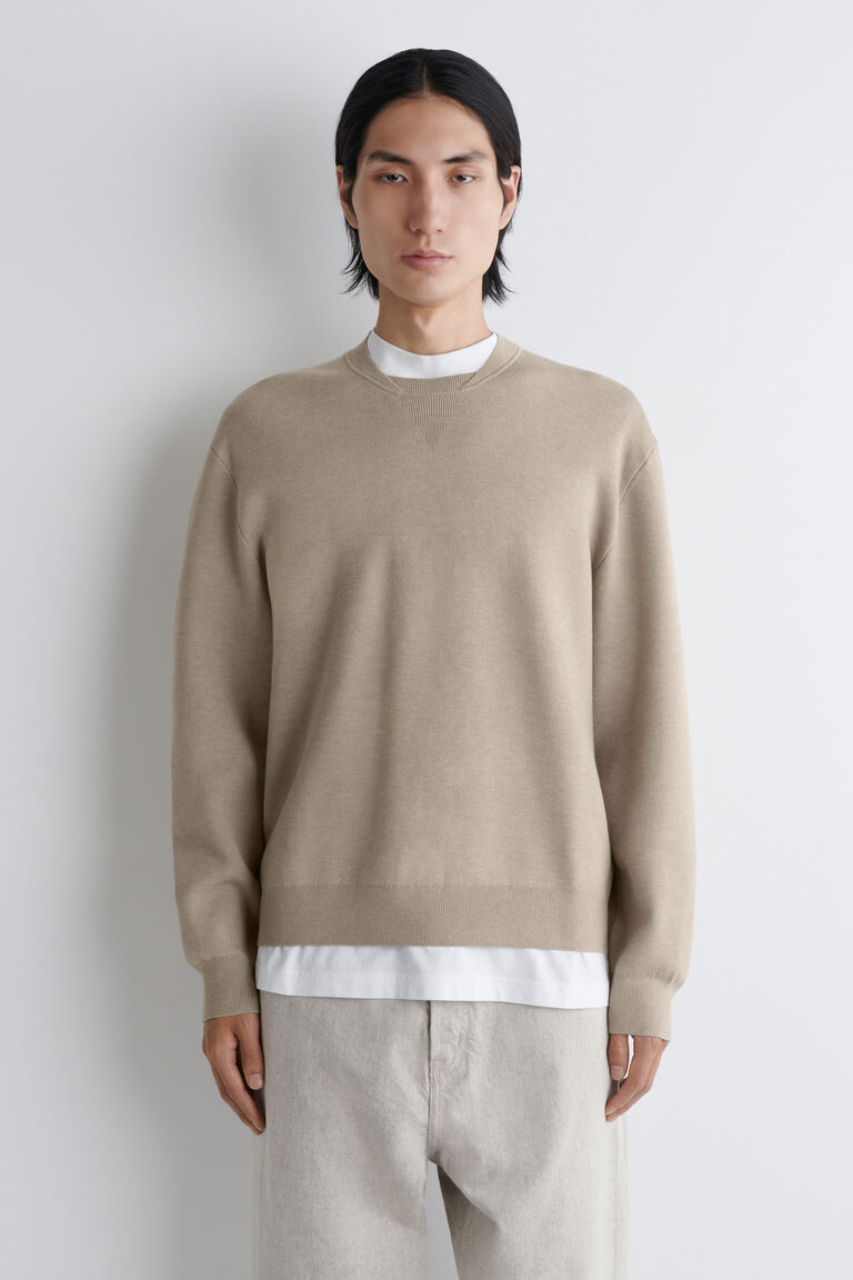 DOUBLE-FACED BOMBER-NECK KNITTED JUMPER