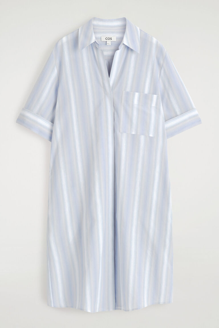 STRIPED SHORT-SLEEVED SHIRT DRESS