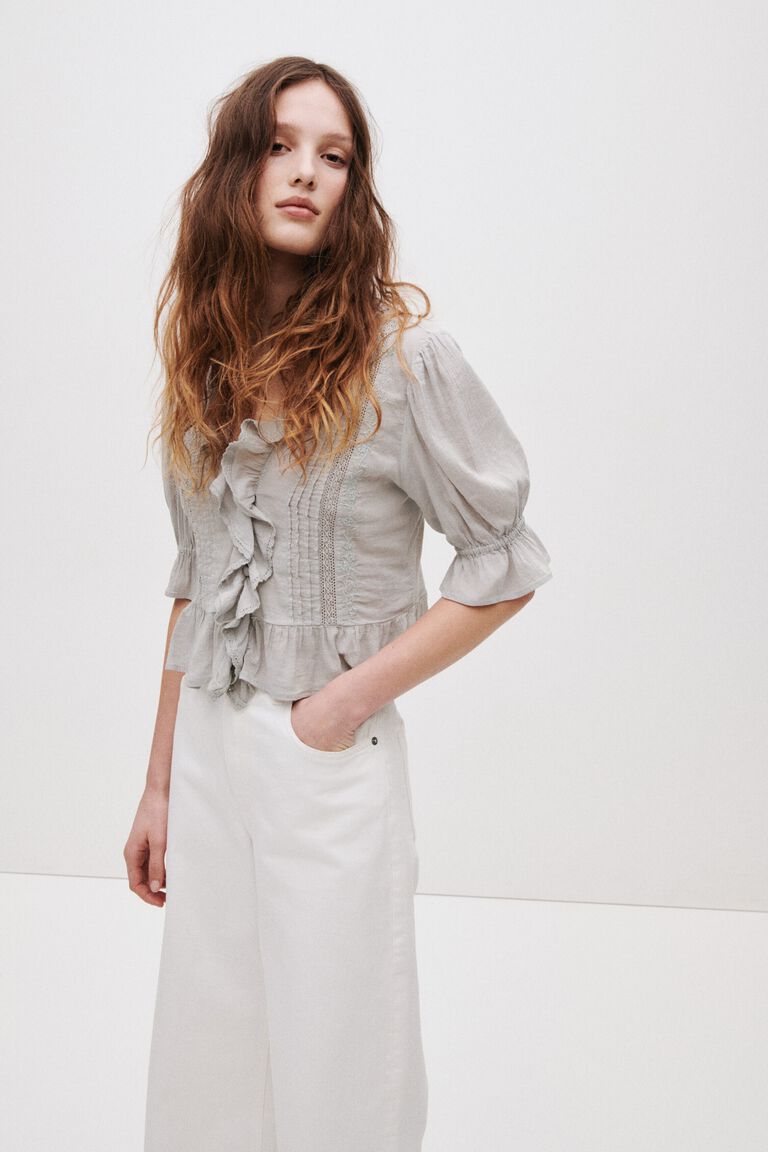 Frill-trimmed blouse