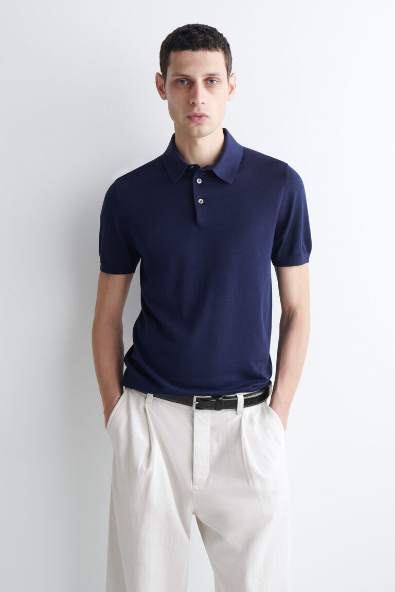 SLIM KNITTED SILK POLO SHIRT