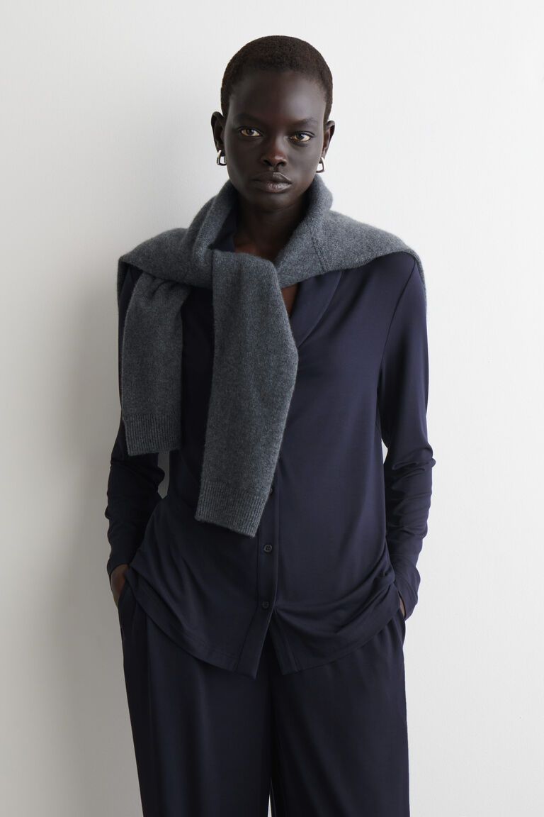 SHAWL-COLLAR JERSEY CARDIGAN