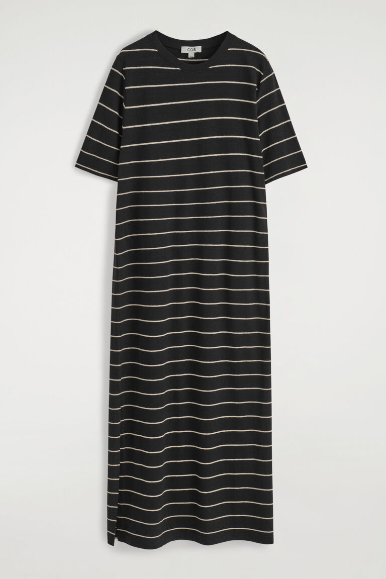 เดรส T-shirt Maxi ผ้าฝ้าย-ลินิน