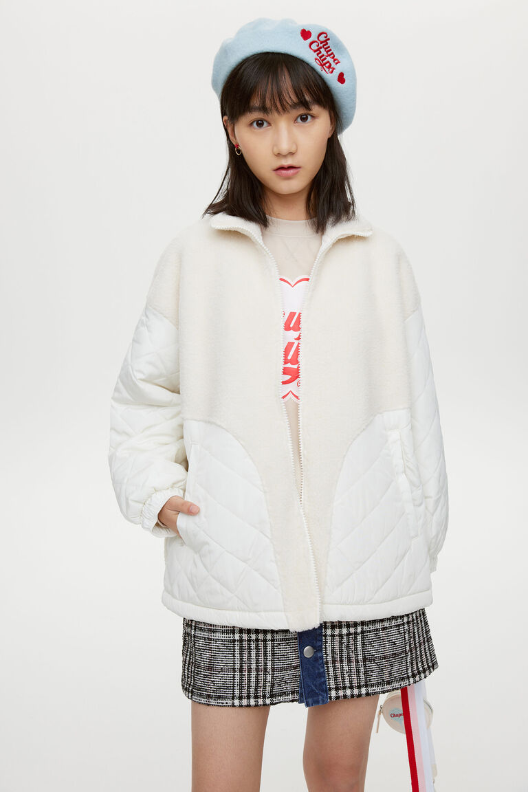 Quilted faux shearling jacket