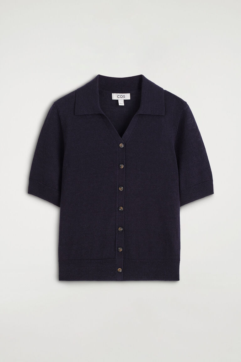 KNITTED LINEN-MERINO SHORT-SLEEVED SHIRT